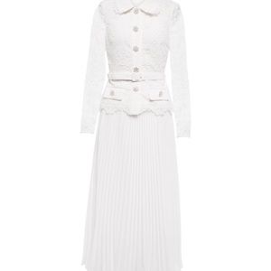 Self portrait Guipure lace-trimmed midi dress